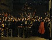 Gerard ter Borch the Younger Ratification of the Peace of Munster between Spain and the Dutch Republic in the town hall of Munster, 15 May 1648. oil painting artist